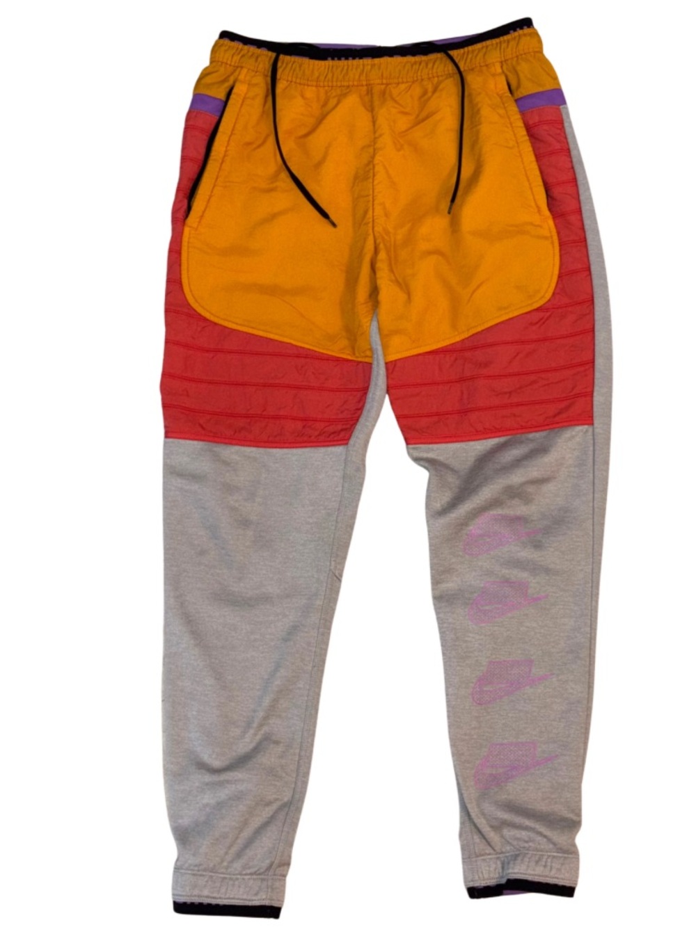 Nike Sportswear Women’s Jogger Pants Small Gray Orange Pink Colorblock